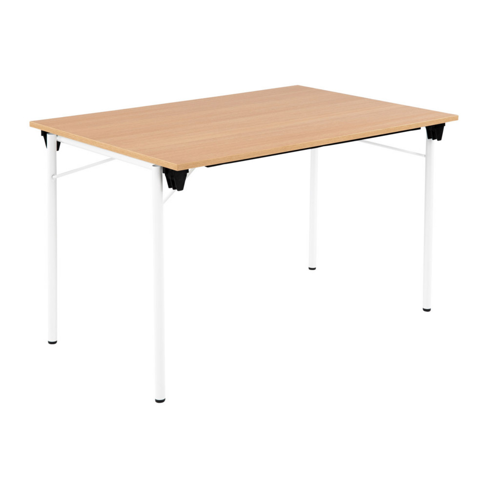 Table pliante Budget multiples usages rectangle L. 120 x P. 80 cm - Plateau Chne - pieds Blanc