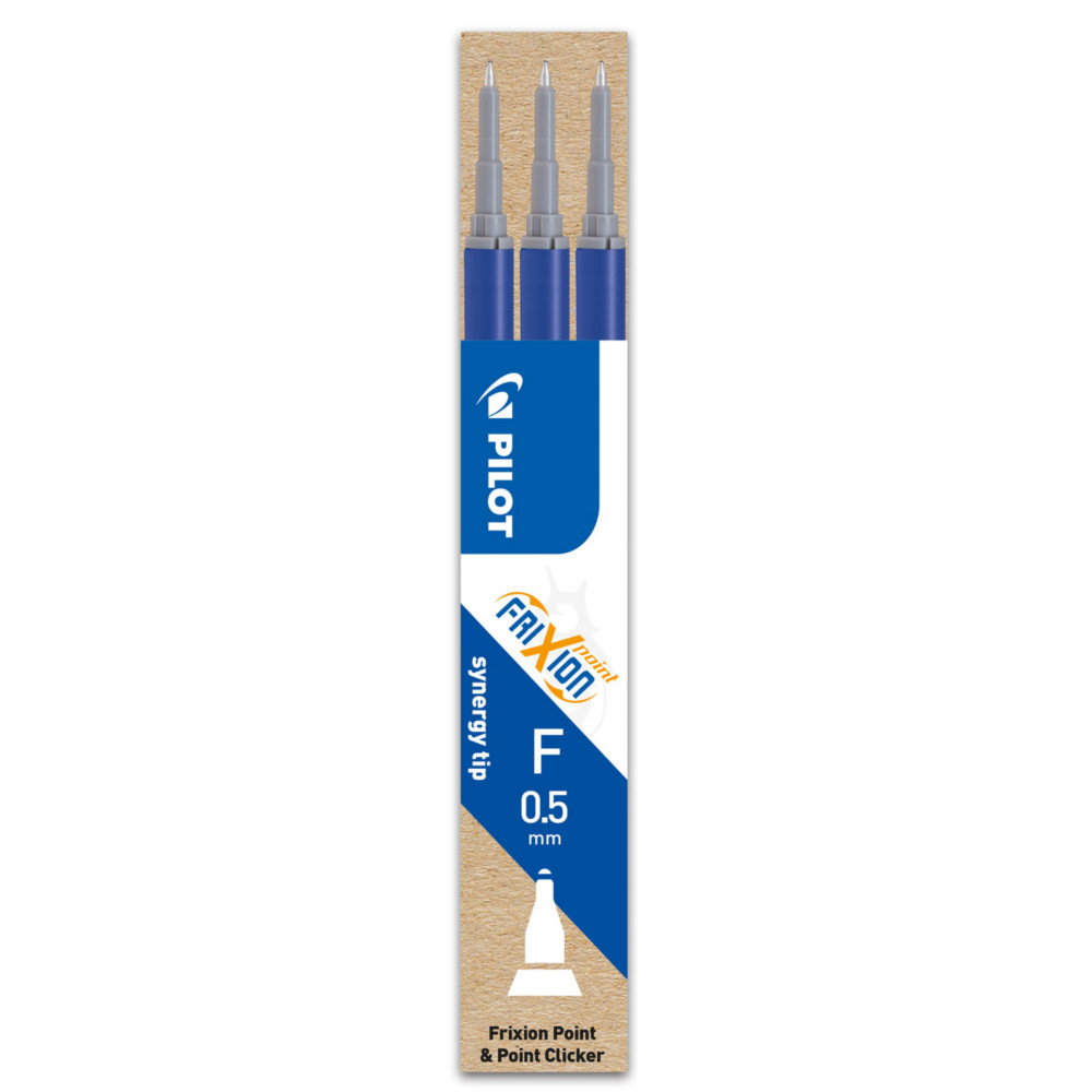 Pilot Recharge pour stylo roller encre gel effaable FriXion Clicker pointe fine 0,5 mm bleu - Pochette de 3