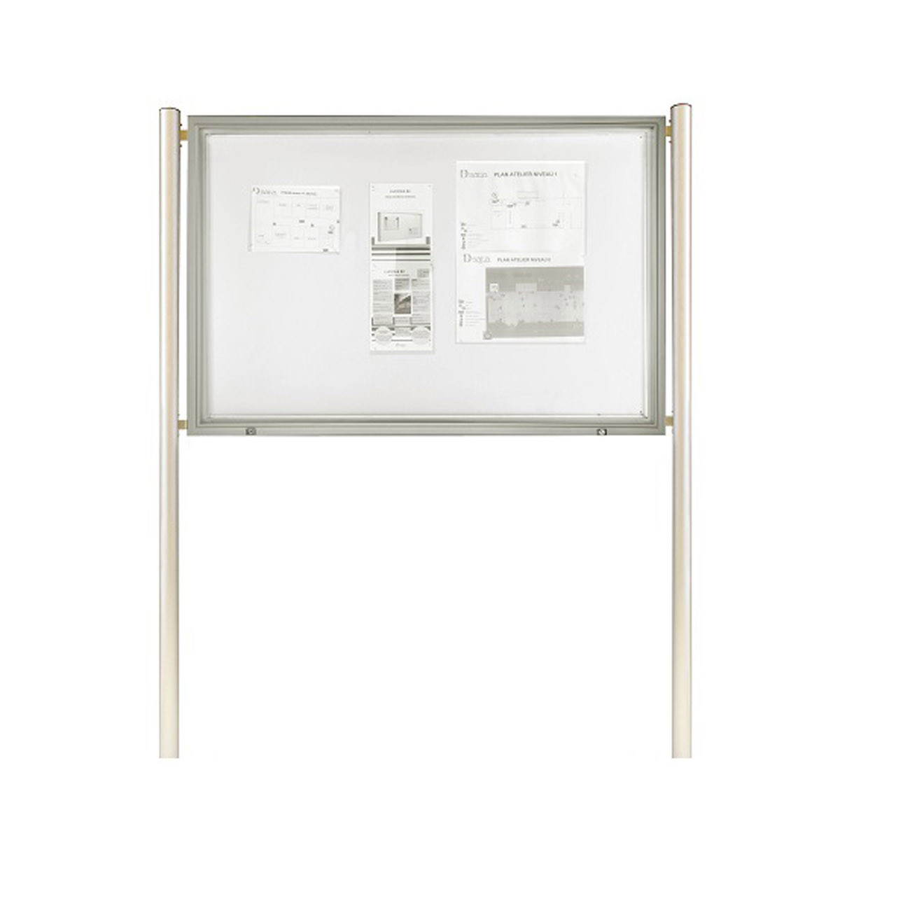 Planorga Vitrine d'extérieur Classique 45 - 18 feuilles - Cadre aluminium - Pieds scellés