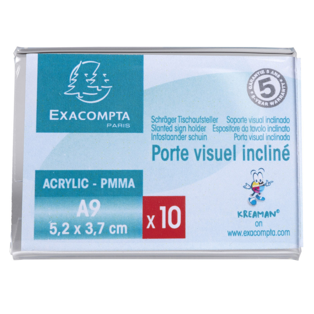 Exacompta Prsentoir de table horizontal inclin de carte de visite A9 Cristal - Transparent - Lot de 10