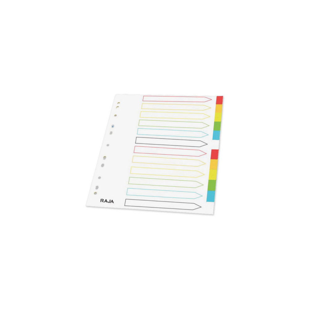 RAJA Intercalaires neutres A4+ en polypropylne colors - 12 onglets