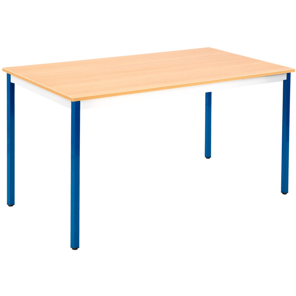 Table de runion modulable rectangle - L.140 x P.70 cm - Plateau Chne - Pieds Bleu