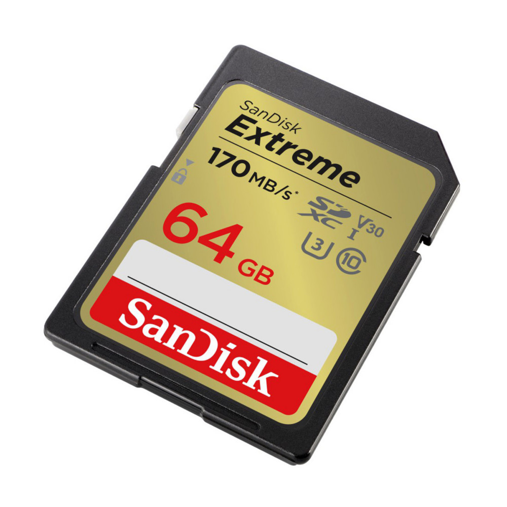 SanDisk Extreme - Carte mmoire 64 Go - Mmoire Flash SDXC UHS-I - U3 - Classe C10 - V30