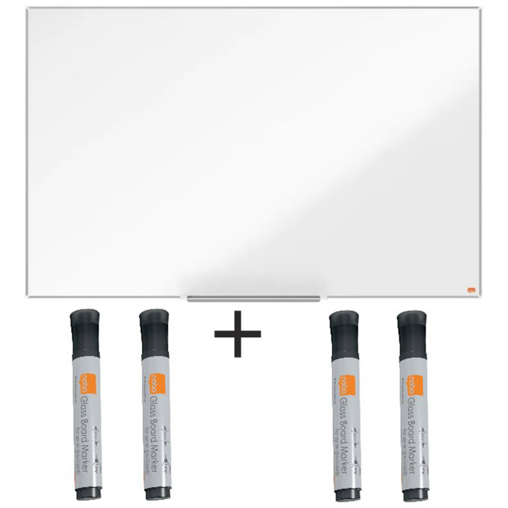 Nobo Pack tableau blanc laqu Nano Clean surface magntique - L.120 x H.90 cm + 4 marqueurs noirs