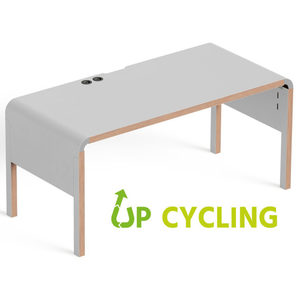 Bureau upcycl Dedo L.120 x P.70 cm - Gris bord bois