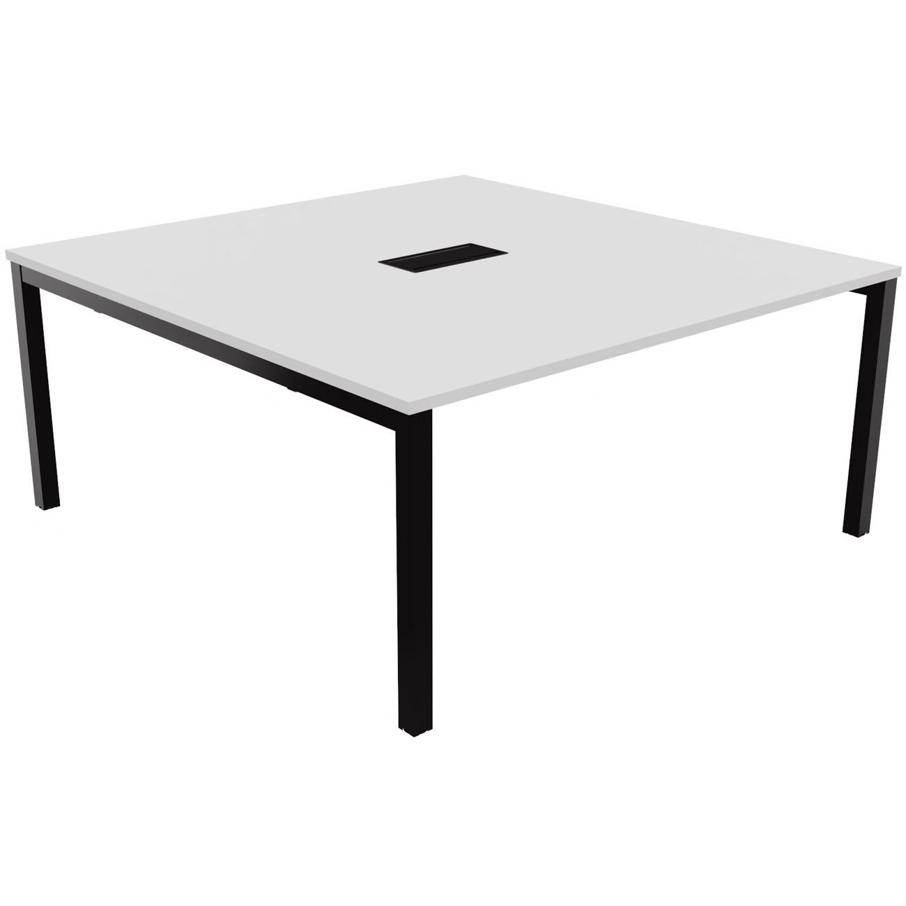 Bureau manager Burocolor avec trappe d'accès - L.160 x P.163 cm - Plateau Blanc - Pieds Noir