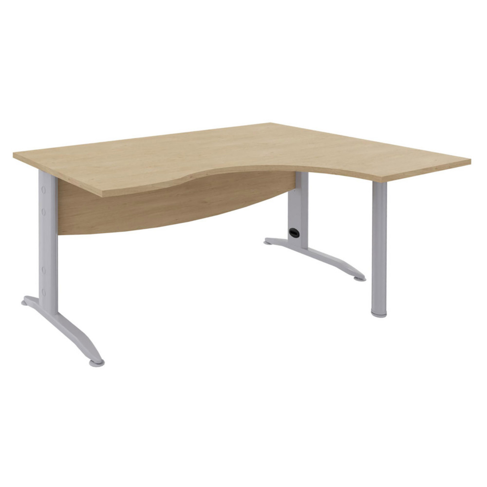 Bureau compact retour  droite Activity Mtal 2 - L.160 x P.120 cm - Plateau Chne clair - Pieds L Aluminium