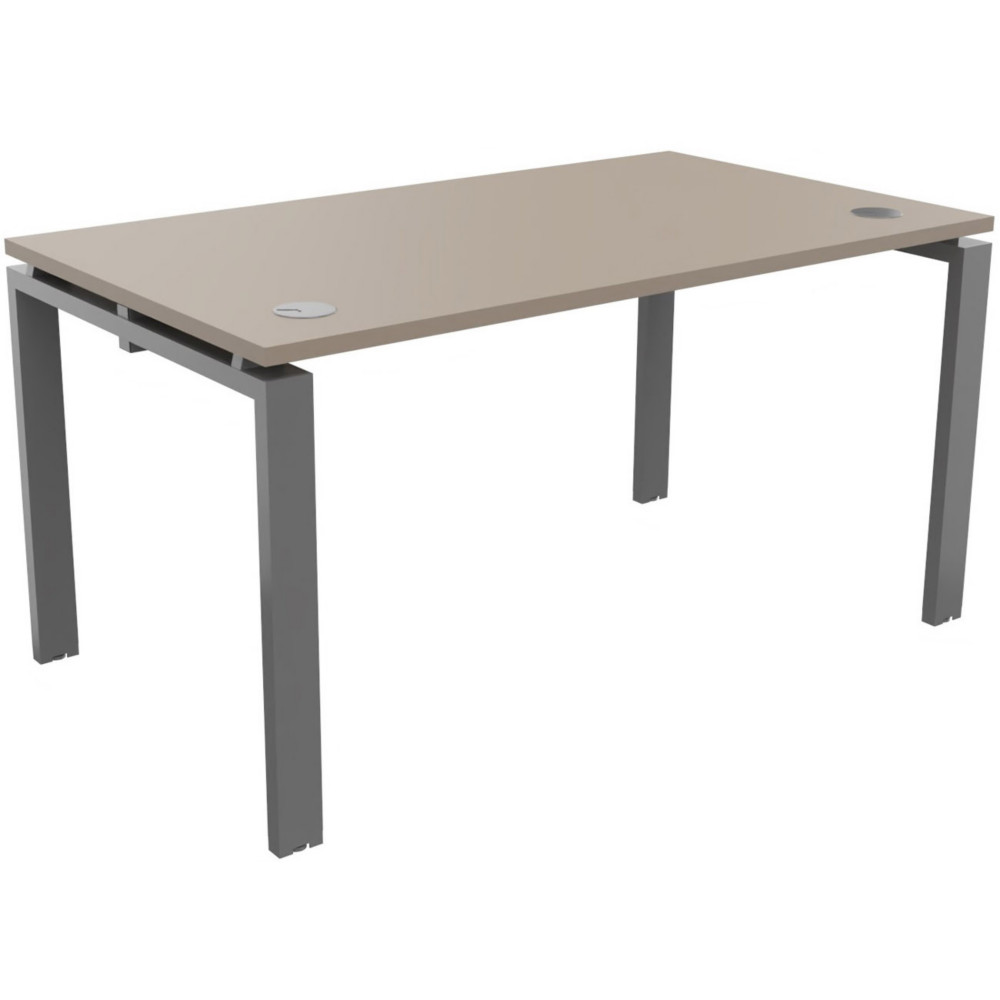 Bureau droit E-link - L.140 x P.80 cm - Plateau Argile - Pieds Aluminium