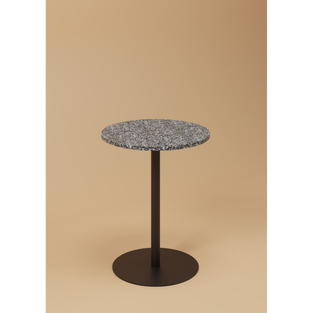 Table de restauration ronde Bistro Trinquet diamtre 60 cm - Intrieur - Exptrieur - Plateau St-Jacques noir - Pied noir