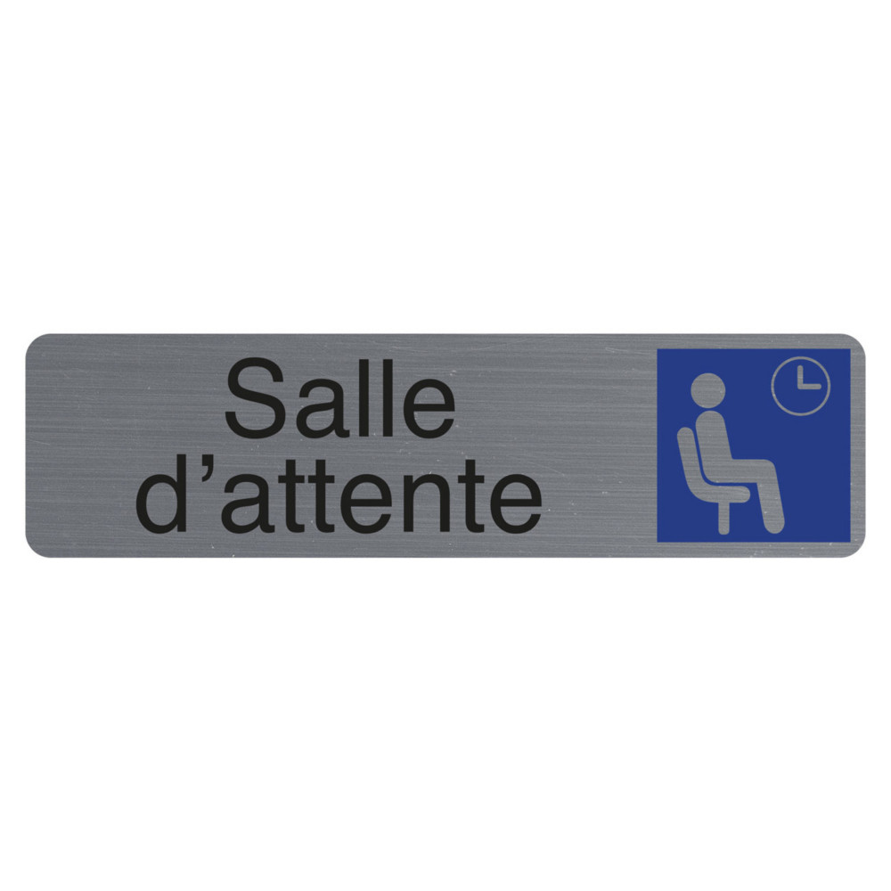 Exacompta Plaque signaltique adhsive Salle d'attente - Rectangle Gris / Bleu
