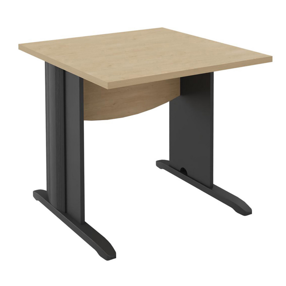 Bureau Droit Activity - L.80 x P.80 cm - Plateau Chne clair - Pieds L Anthracite
