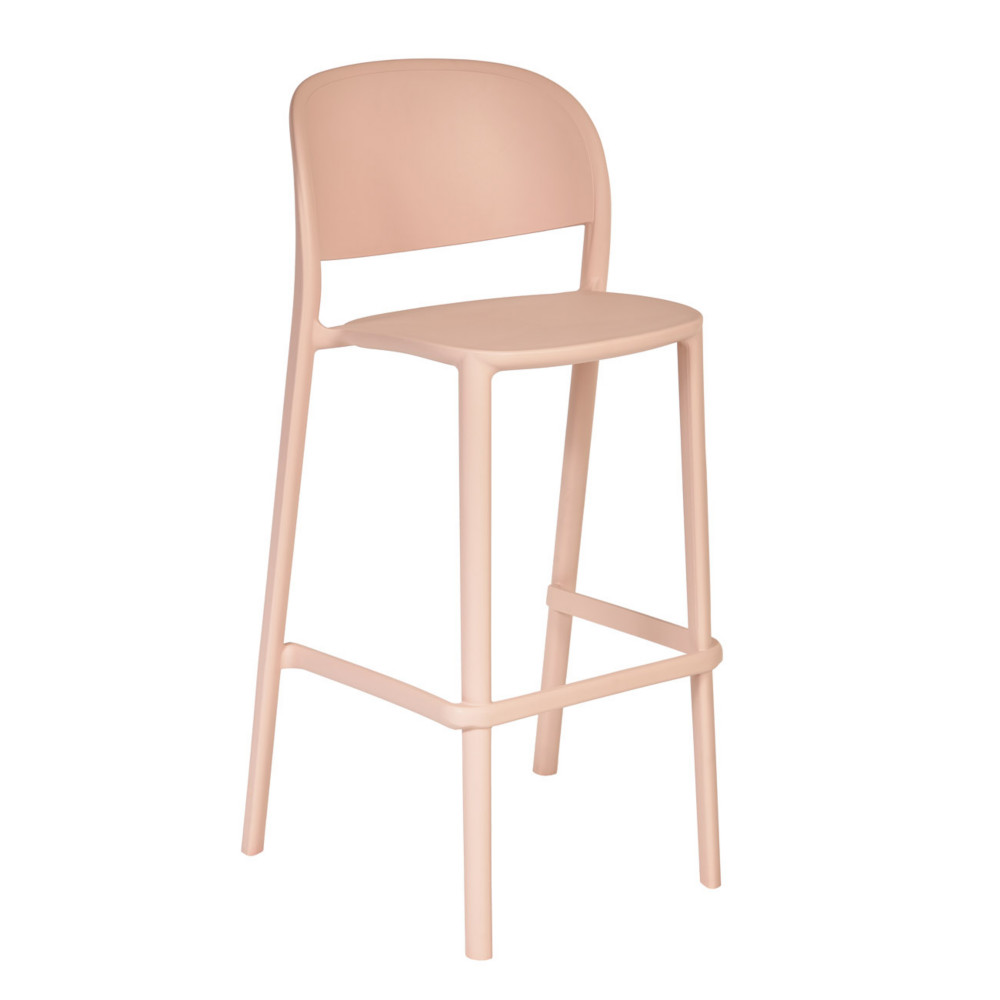Tabouret haut d'extrieur Lucia en polypropylne recyclable - Rose