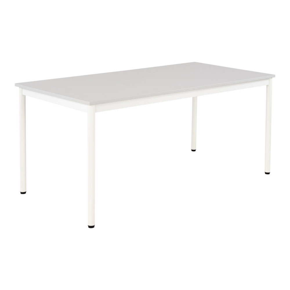 Table de restauration Budget 180 x 80 cm - Plateau stratifi Gris - Pieds mtal Blanc