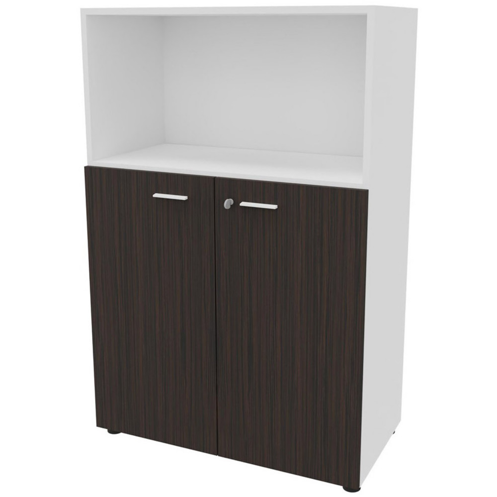 Armoire mi-haute avec niche Arold H.131 x L.86 cm portes basses Ebne / Blanc