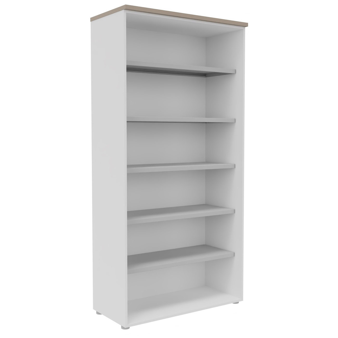 Bibliotheque+haute+sans+porte+L.100+x+P.48+x+H.203+cm+-+Corps+Blanc+-+Top+Argile