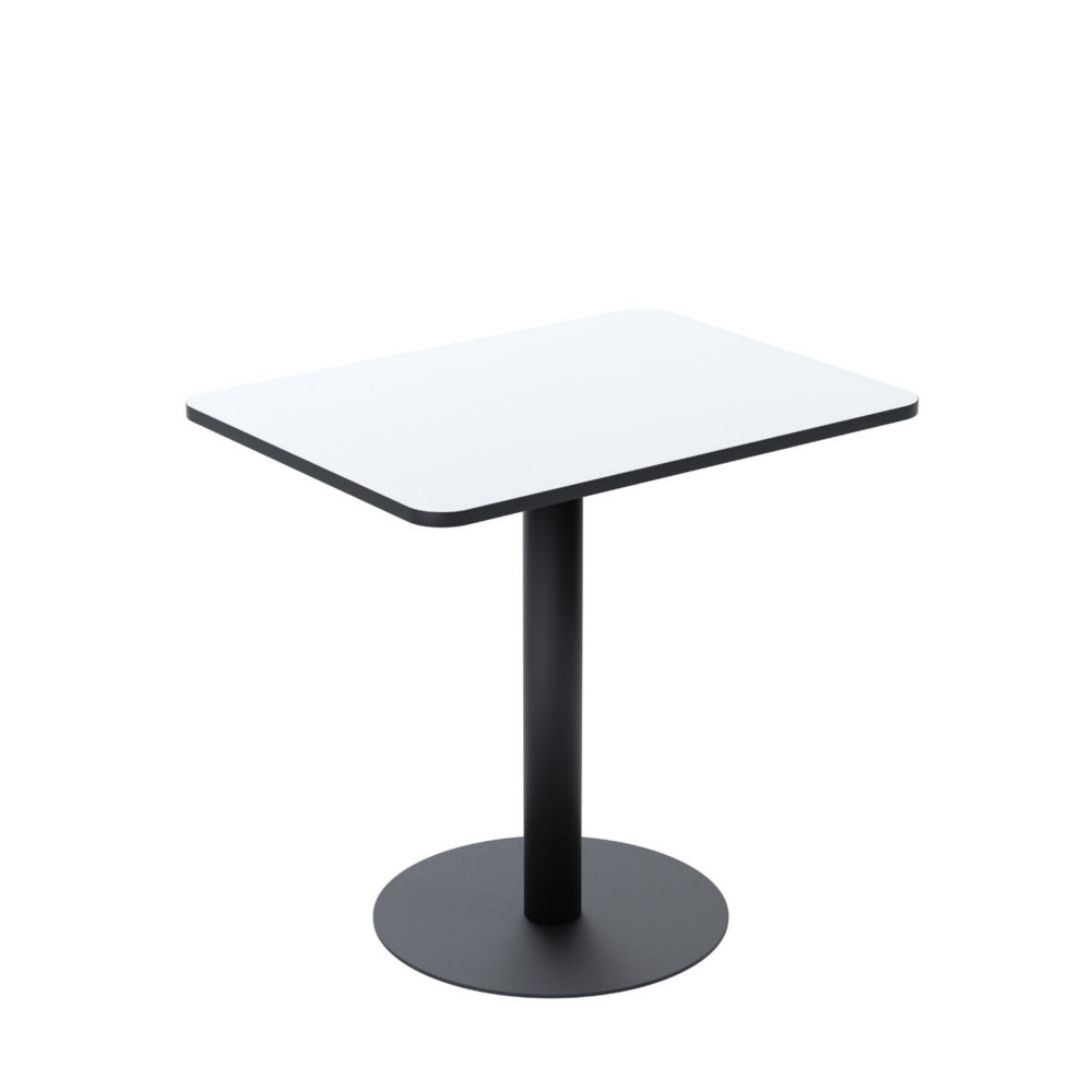 Paperflow Table de restauration rectangulaire Mezzo 60 x 80 cm - Plateau stratifi Blanc - Pied central en acier Noir