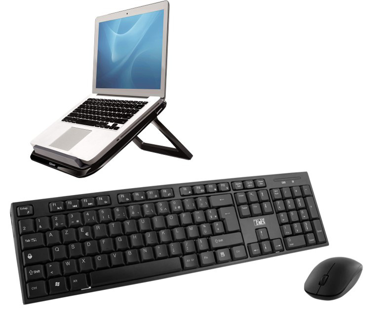 TNB FELLOWES Ensemble clavier-souris sans fil Classy + Support pour ordinateur portable - Noir