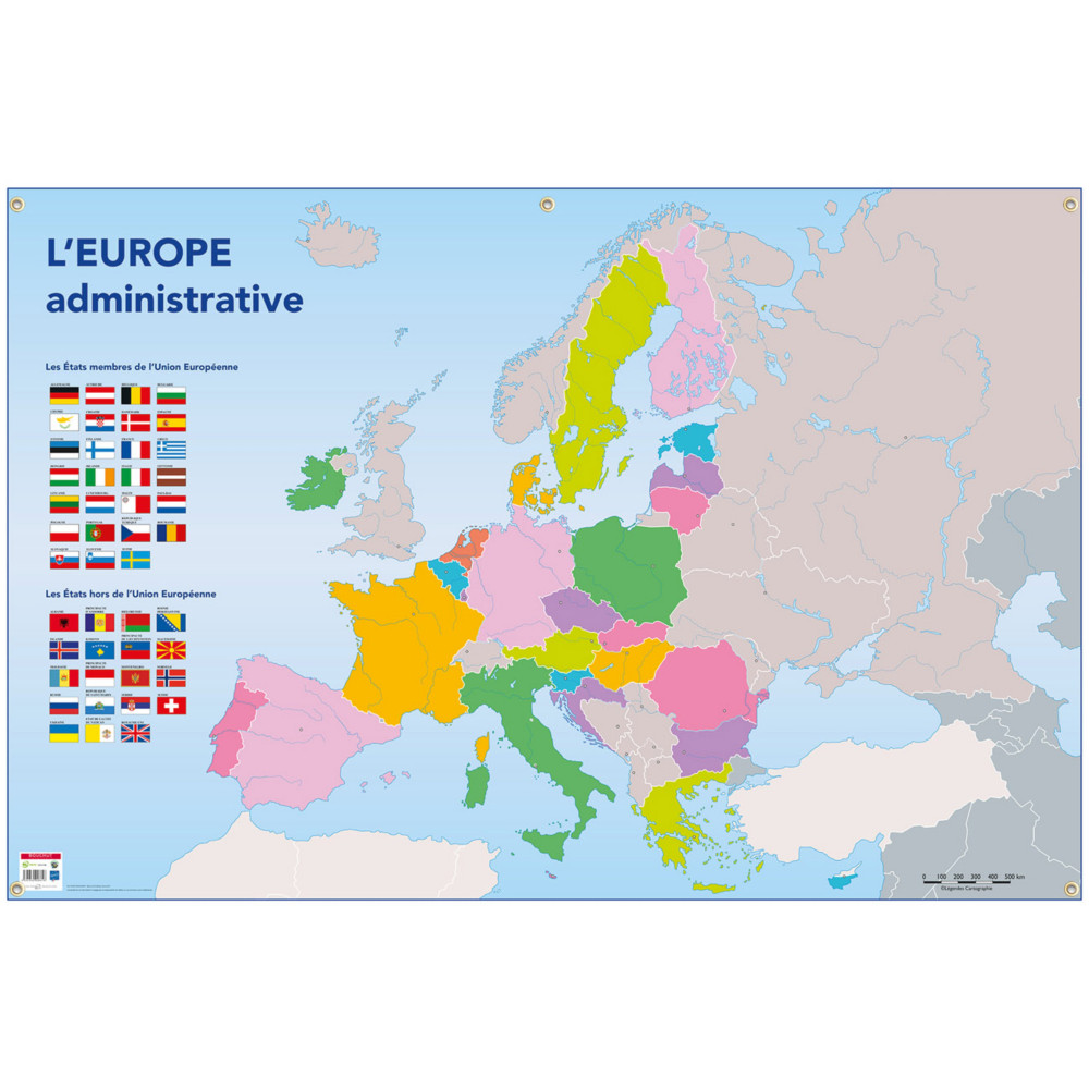 Bouchut Carte Europe administative muette effaable souple