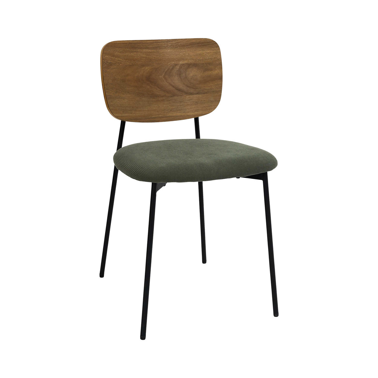 Chaise Côtelé dossier Bois Juliette - Coloris Vert