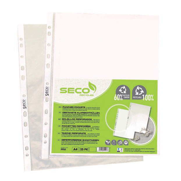 Seco Pochettes perfores transparentes A4  5/100 grain - Paquet de 100