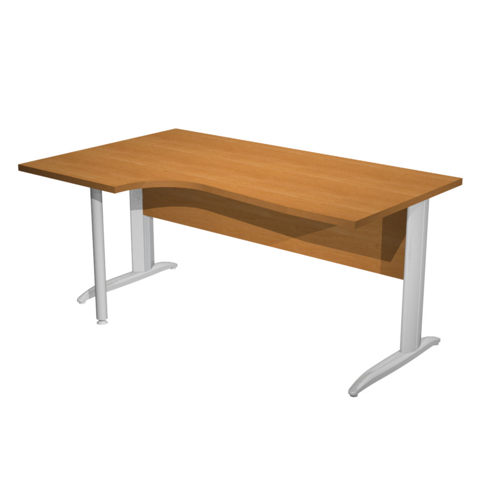Bureau d'angle compact retour  gauche Pronto Mtal - L.160 x P.100 cm - Plateau Aulne - Pieds L Chrome