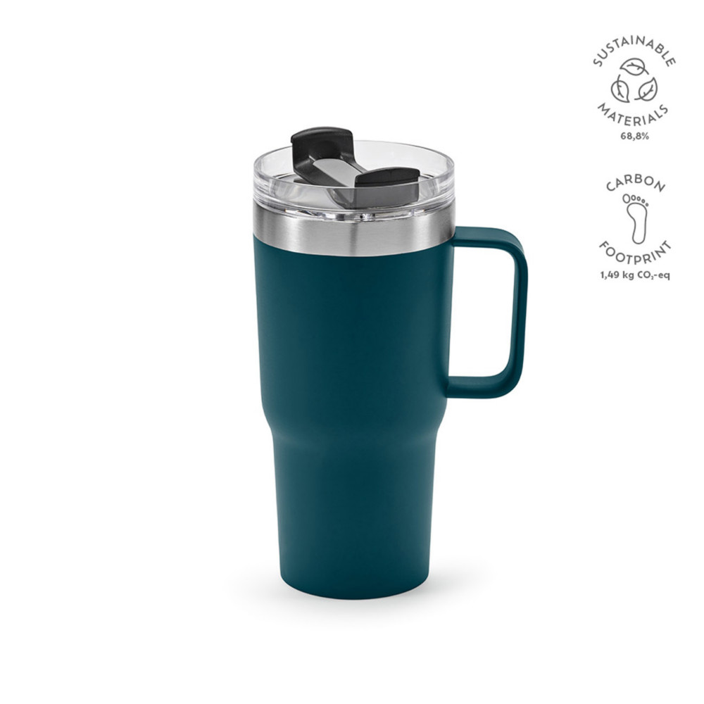 Mug de voyage 580 ml en acier inoxydable - Avec couvercle - Bleu