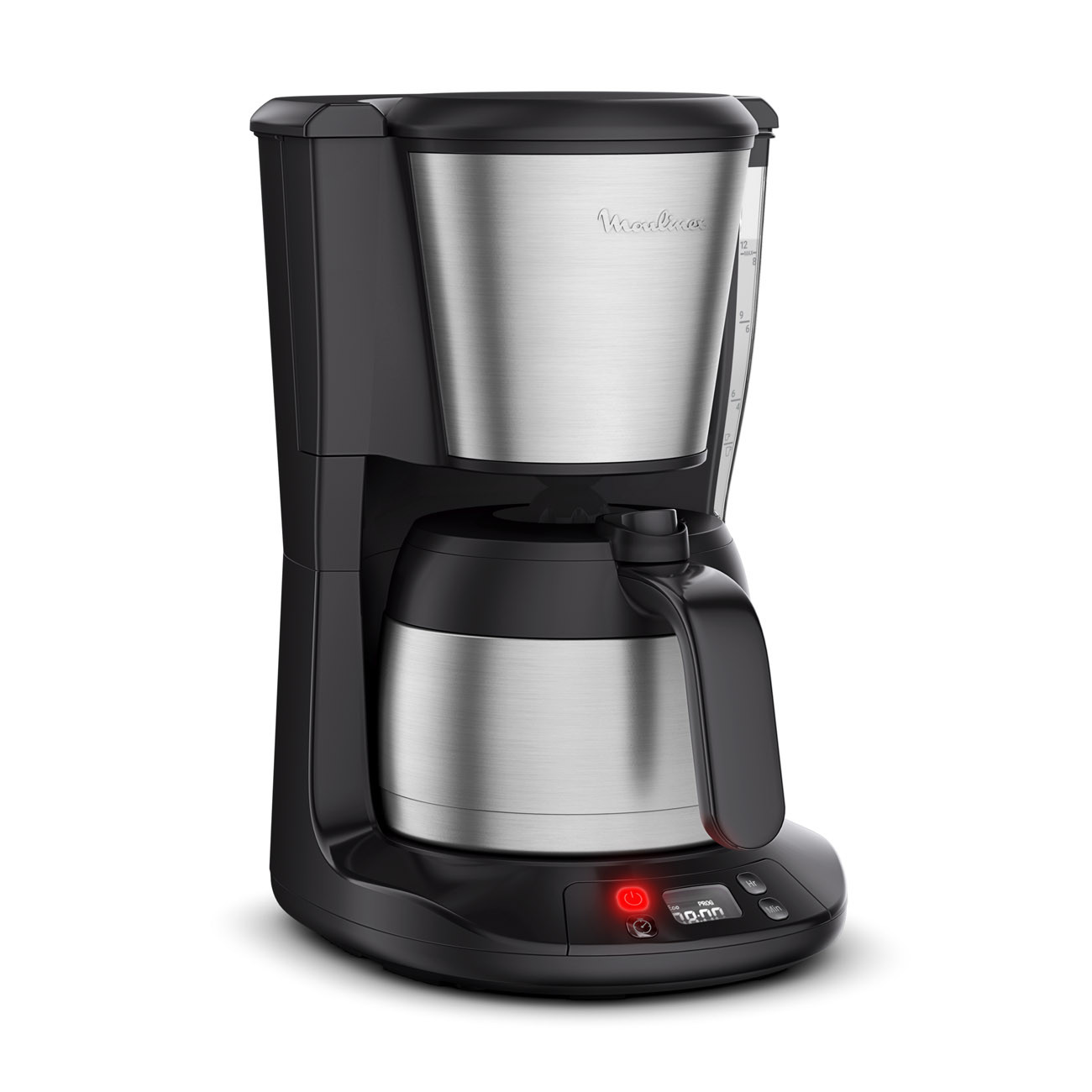 Moulinex Cafetière filtre Isotherme 0,9 L programmable - 12 tasses - Noir et inox