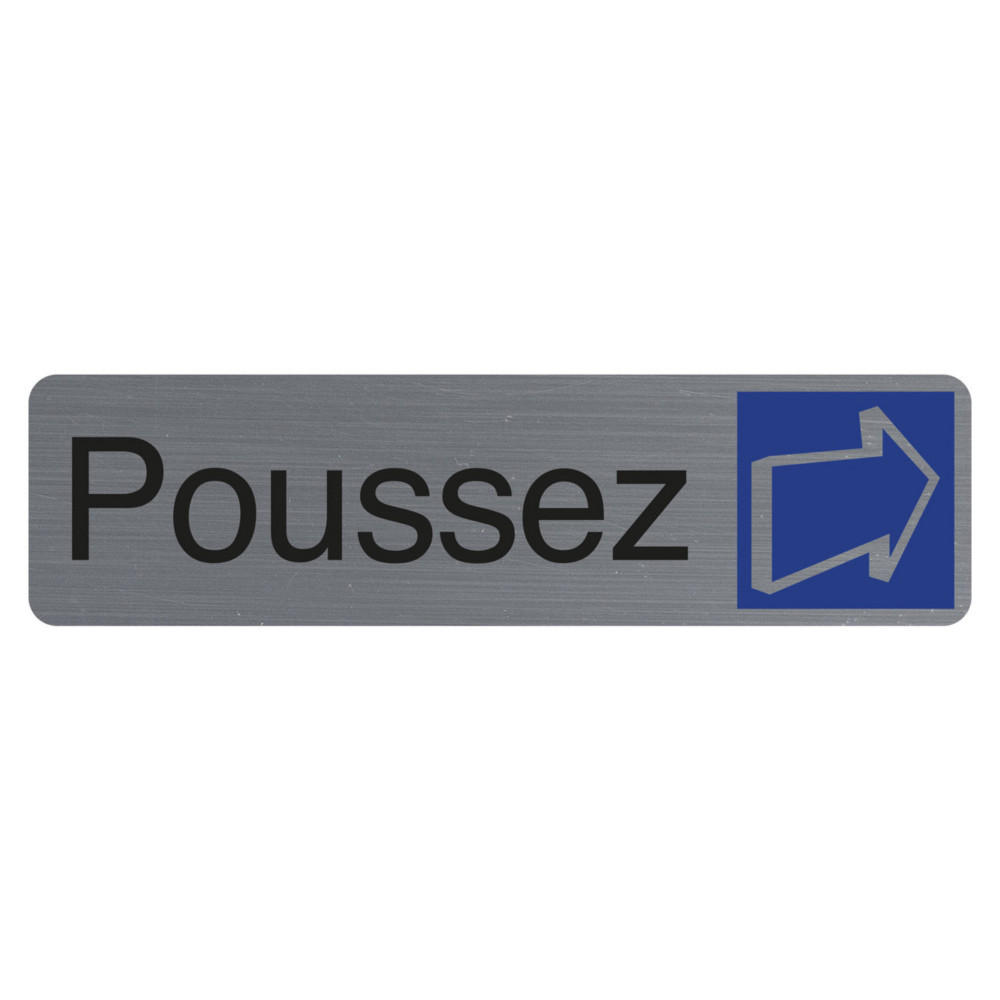 Exacompta Plaque signaltique adhsive Poussez - Rectangle Gris / Bleu