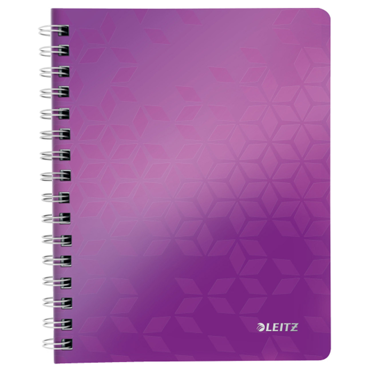Leitz Cahier A5 quadrillé 5x5 Spiralé WOW - Couverture PP - 80 feuilles - Violet