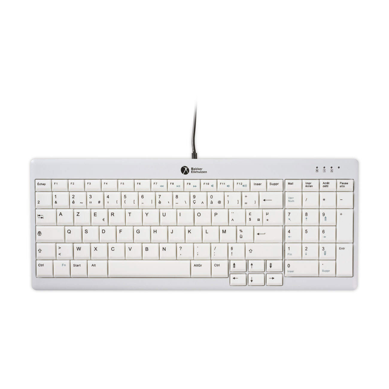Bakker Elkhuizen Clavier UltraBoard 960 V2 Compact filaire USB-C / USB-A - Argenté / Blanc