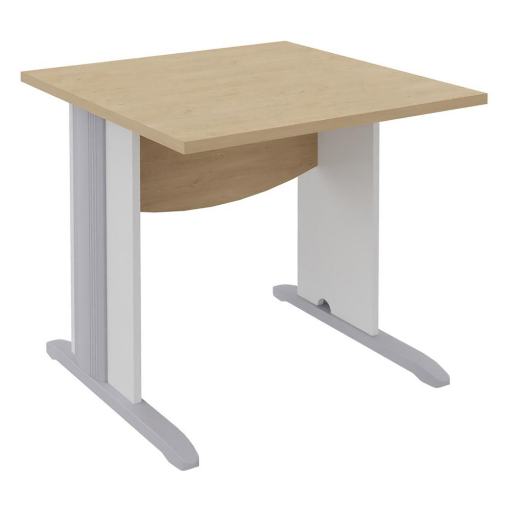 Bureau Droit Activity - L.80 x P.80 cm - Plateau Chne clair - Pieds L Blanc