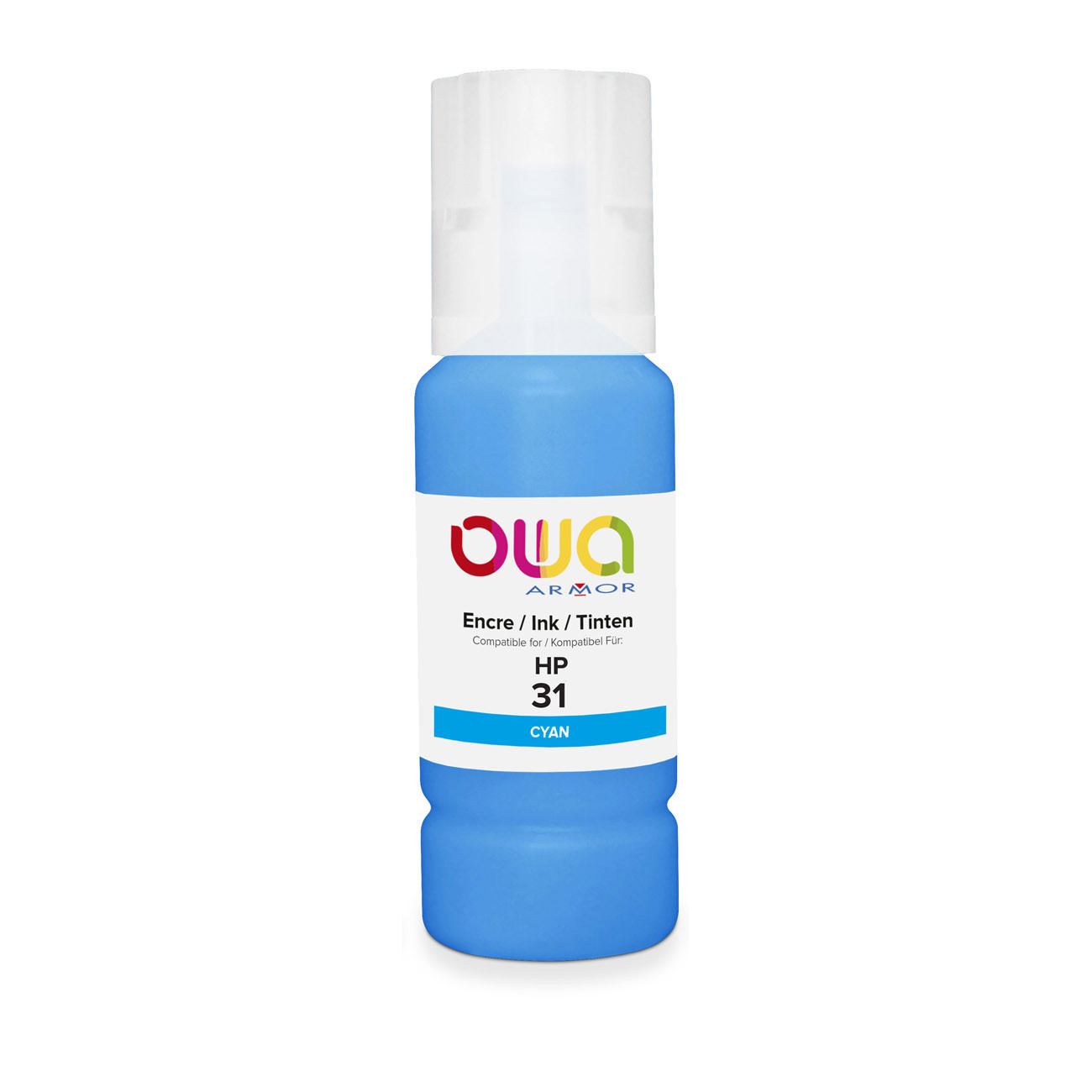 OWA Bouteille d'encre 70 ml compatible HP 31 - K46042OW - Cyan