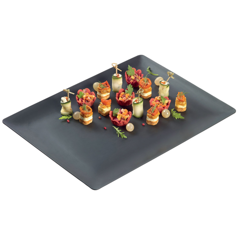 Plateau de rcption en polypro - 39 x 29 cm - Noir