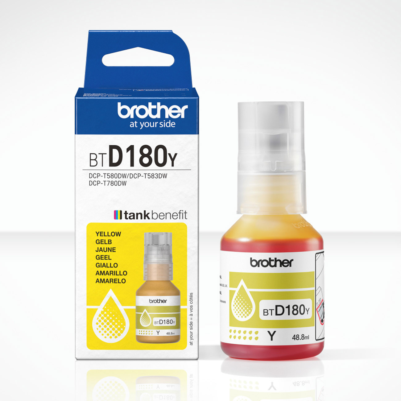 Brother BTD180Y Bouteille d'encre originale - Couleur : Jaune (Yellow)