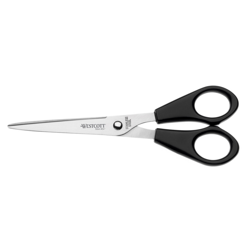 Westcott Ciseaux anneaux ronds bouts pointus longueur 16 cm - Acier inoxydable - Noir