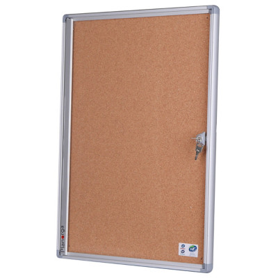 Planorga Vitrine d'affichage intérieur Eco Horizontale avec serrure à clé 6 feuilles A4 - Porte battante - Fond liège
