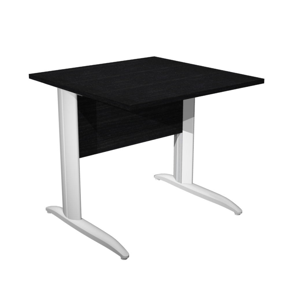 Bureau droit Pronto Mtal - L.80 x P.80 cm - Plateau Noir - Pieds L Blanc