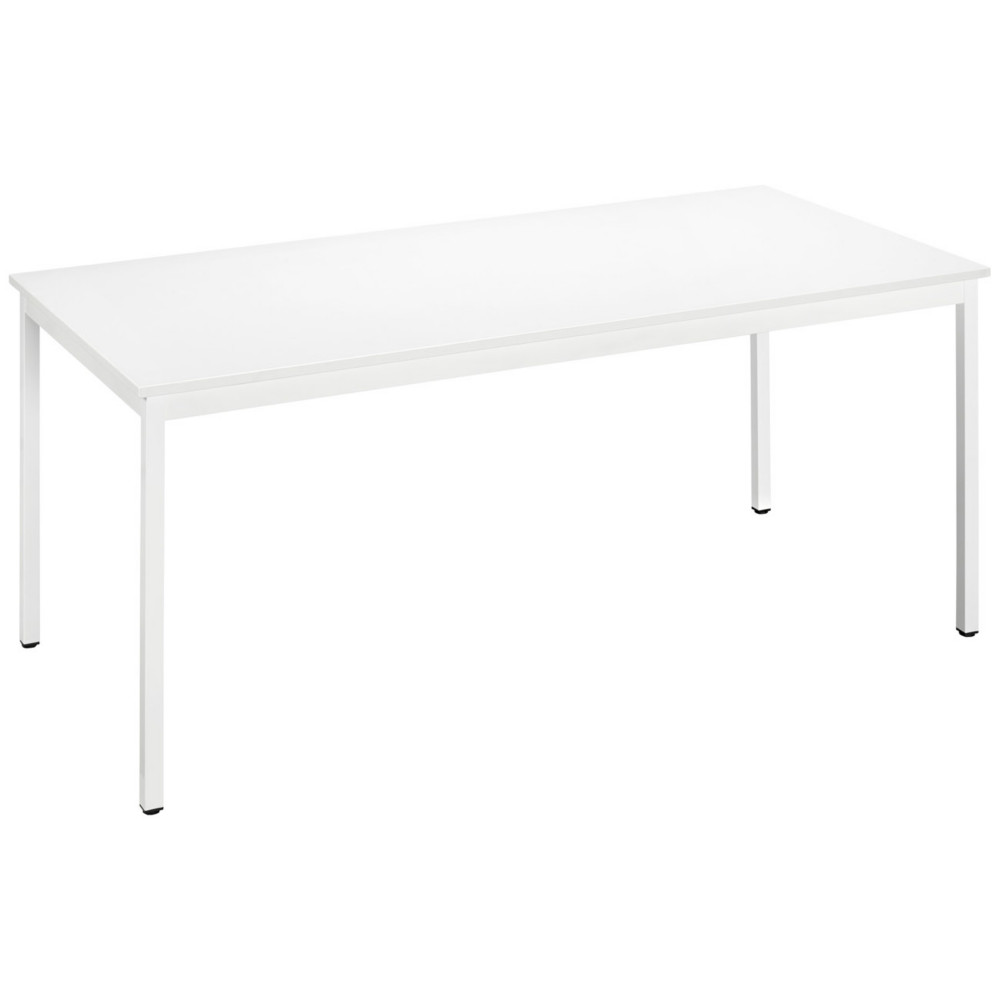 Table de runion modulable rectangle - L.160 x P.80 cm - Plateau Blanc - Pieds Blanc