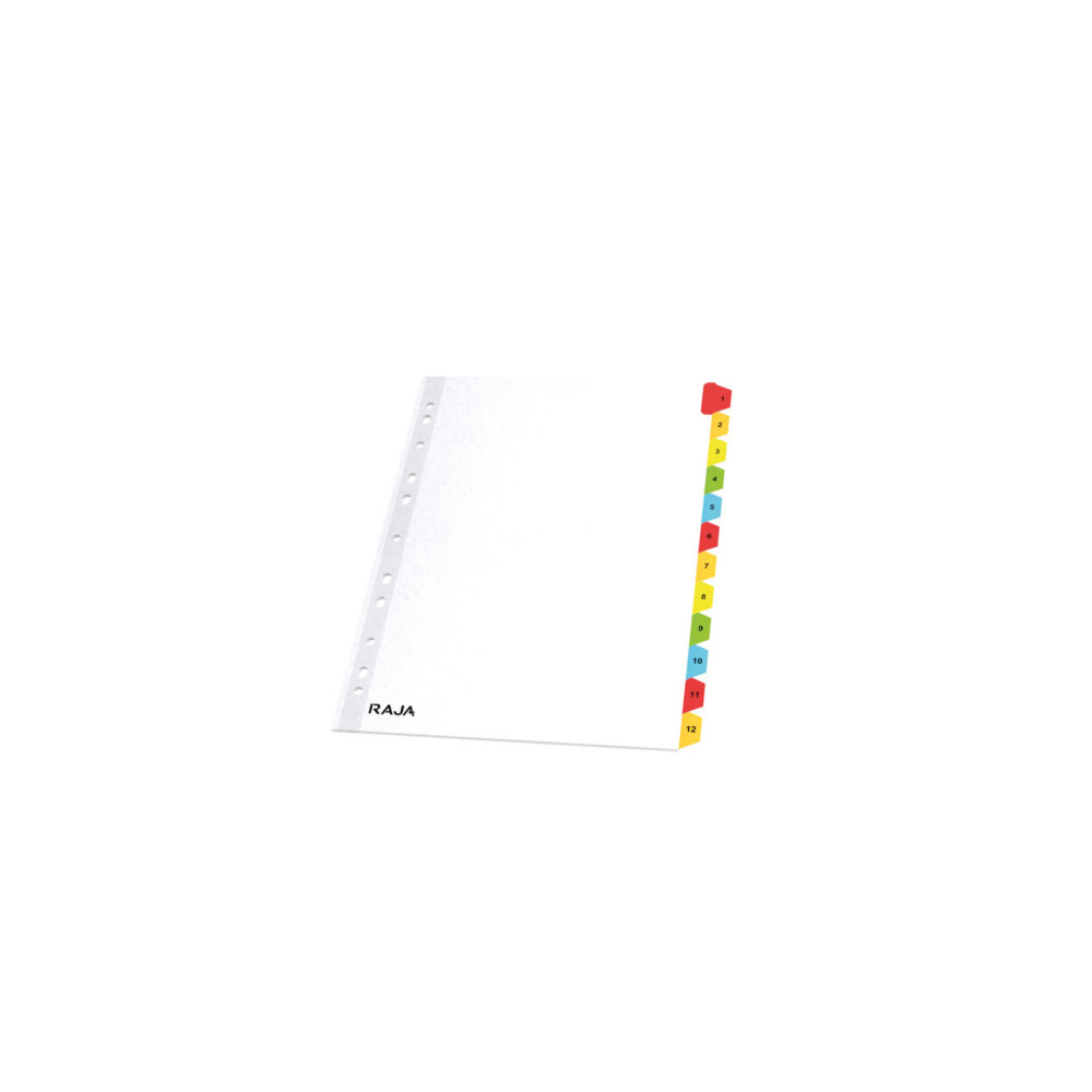 RAJA Intercalaires numriques A4 en bristol blanc 170g - 12 divisions couleur