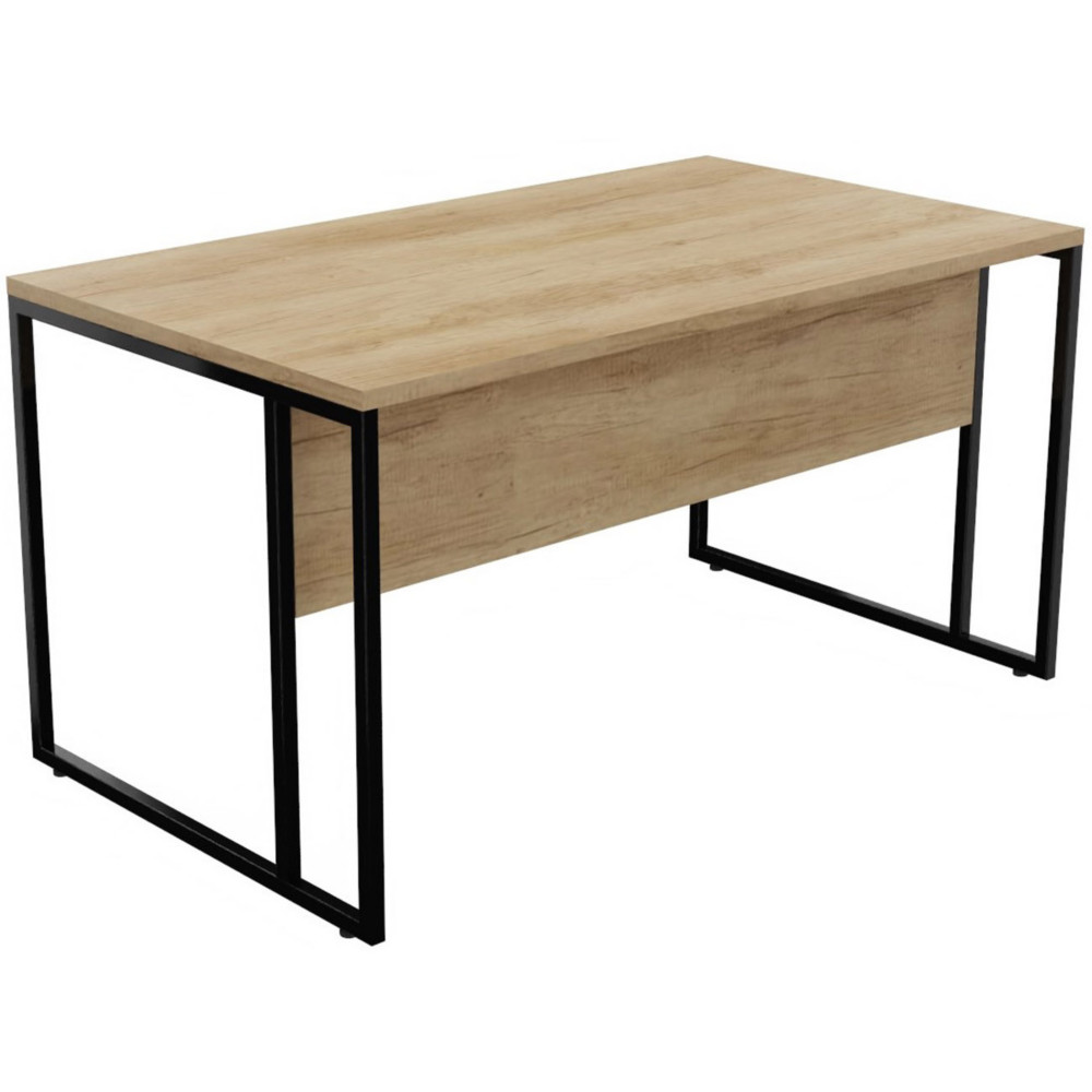 Bureau droit Skyline - L.140 x P.80 cm - Plateau Chne Nebraska - Pieds Noir