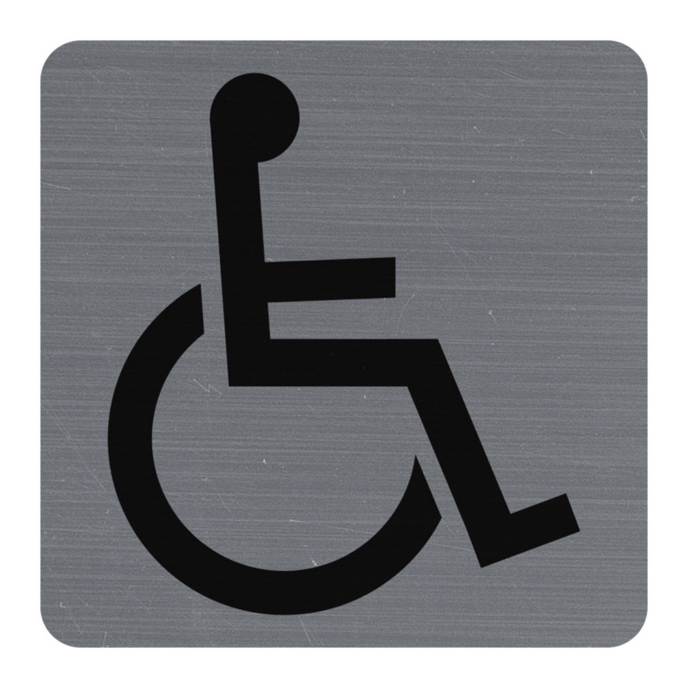 Exacompta Plaque signaltique adhsive symbole Toilettes handicaps - Carr Gris