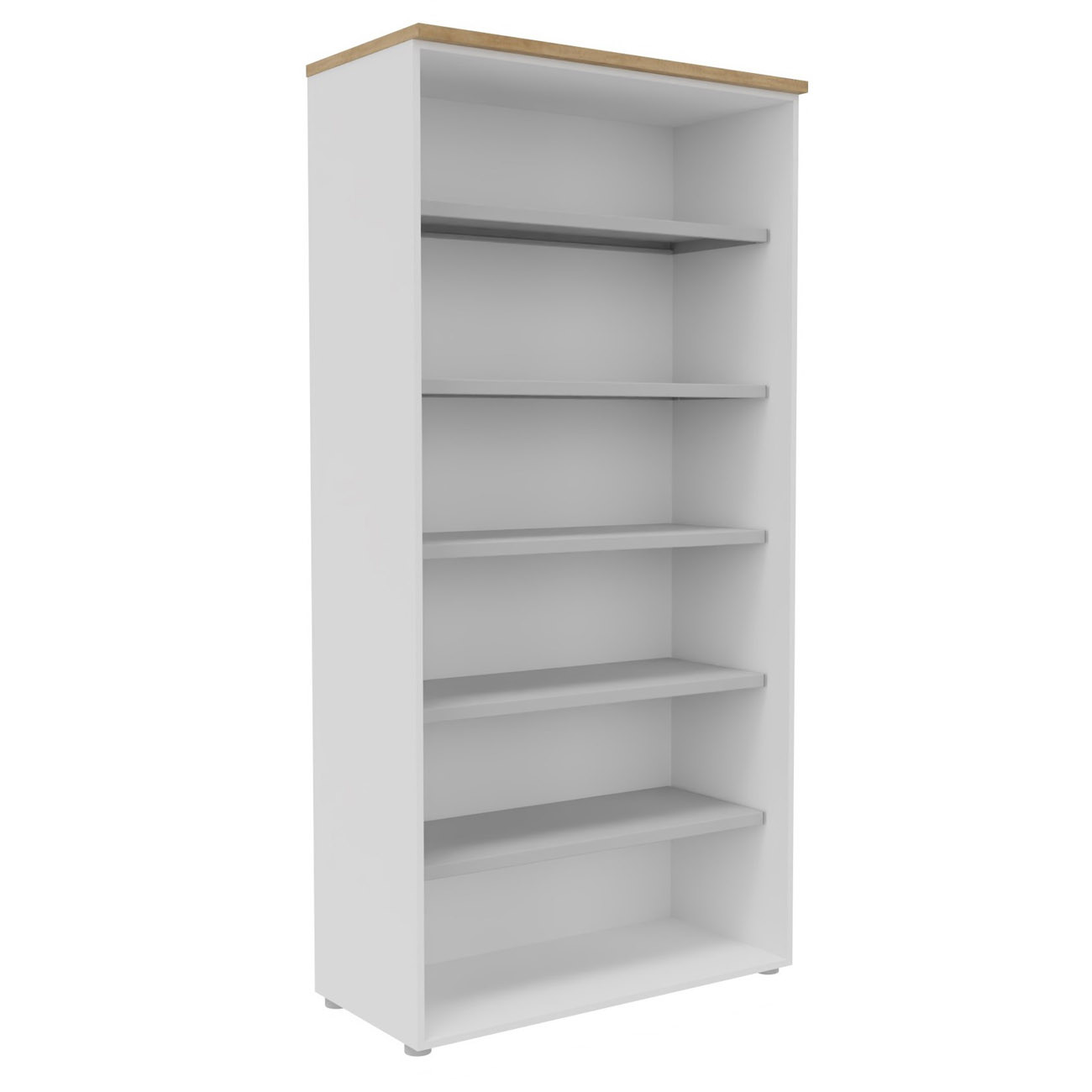 Bibliotheque+haute+sans+porte+L.100+x+P.48+x+H.203+cm+-+Corps+Blanc+-+Top+Chene+Nebraska