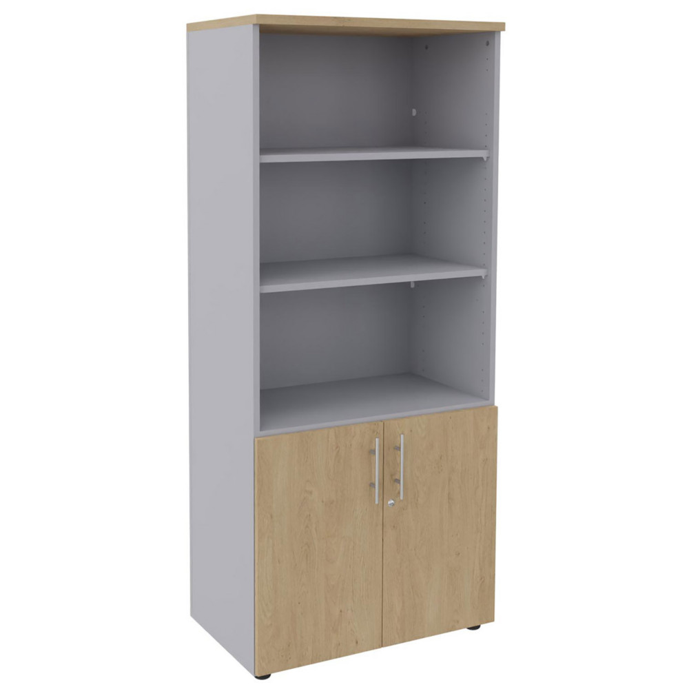 Meuble haut Axiome - L.80 x H.180 cm - 2 portes basses - Corps Aluminium - Portes Chne