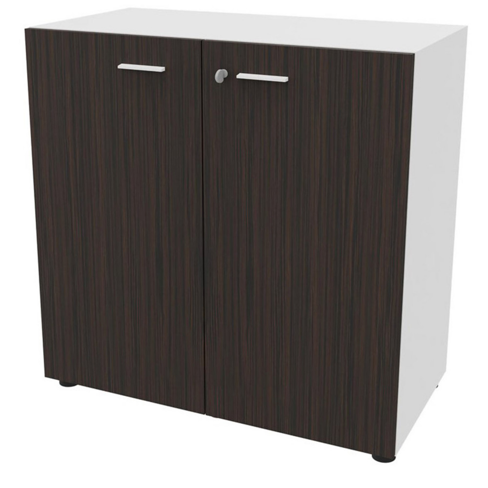 Armoire basse portes battantes Arold H.86 x L.86 cm - Ebne / Blanc