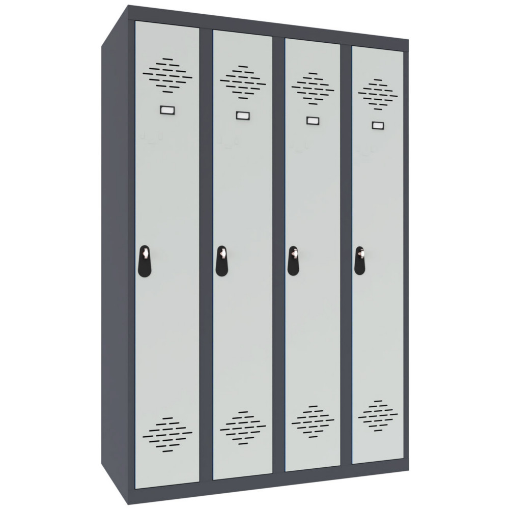 Vestiaire mtal Avantage monobloc industrie propre 4 colonnes - Largeur 120 cm - Corps Anthracite - Portes Gris