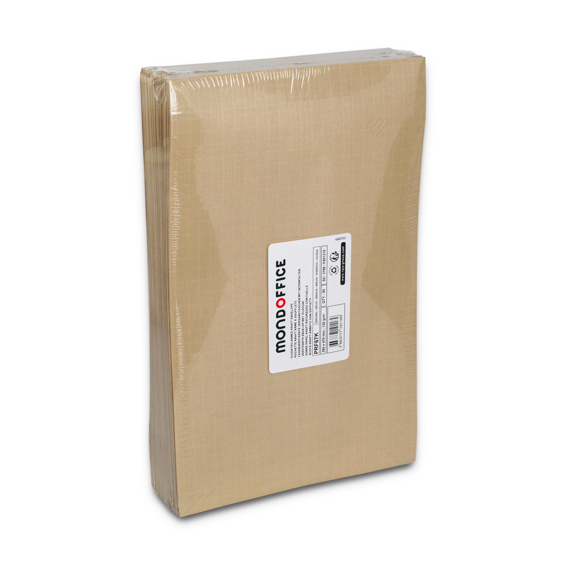 MONDOFFICE Pochette kraft brun 300 x 470 mm 120g sans fenêtre - soufflet 7 cm - autocollante bande protectrice - Lot de 50