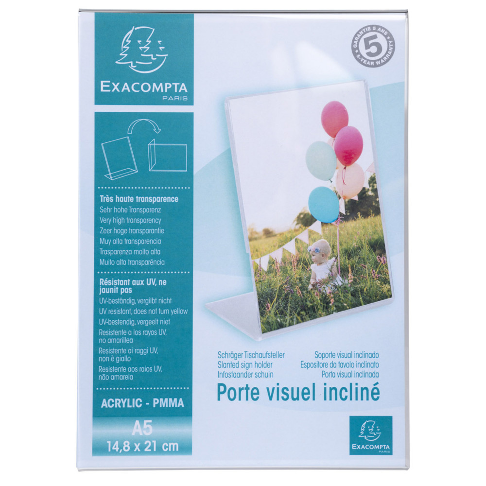 Exacompta Prsentoir de document vertical inclin A5 Cristal - Transparent