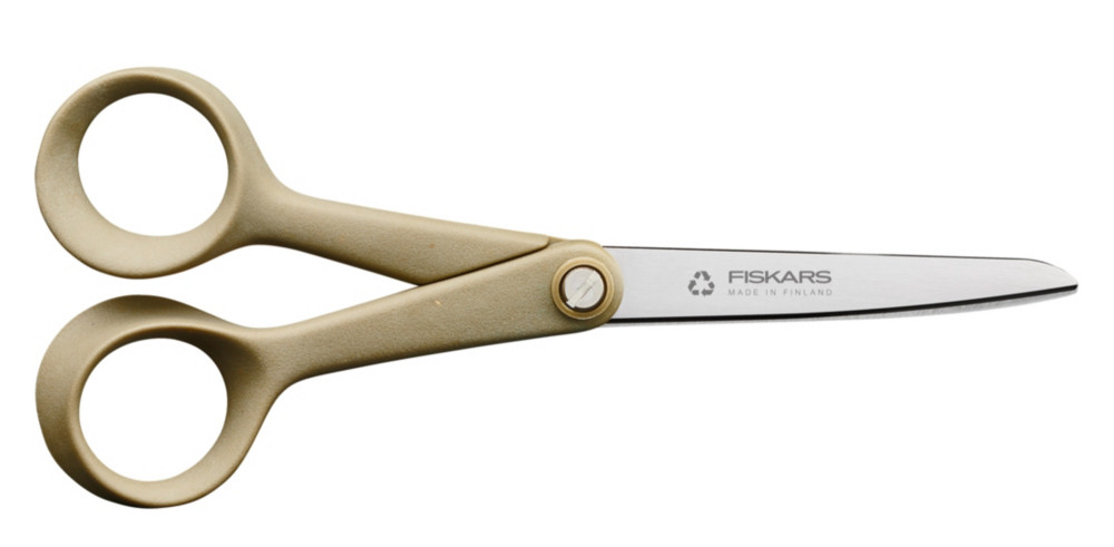 Fiskars Ciseaux en plastique recycl ambidextre  anneaux ronds - 17 cm