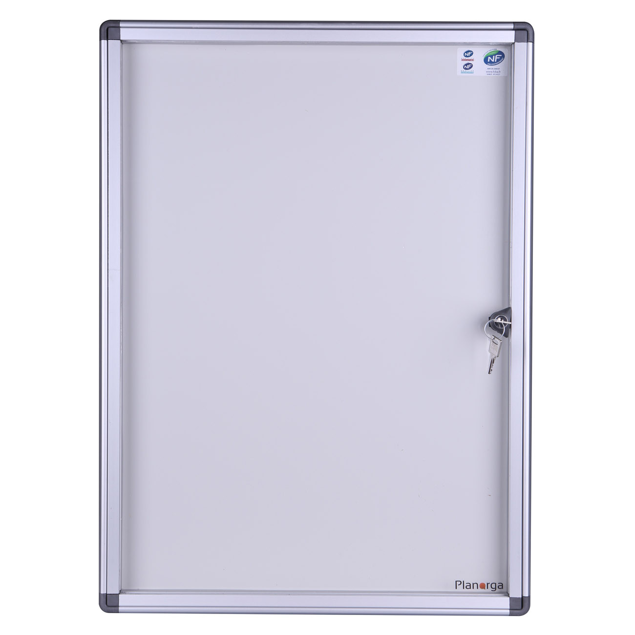 Planorga Vitrine d'affichage extérieur Eco Horizontale avec serrure à clé 2 feuilles A4 - Porte battante - Fond magnétique