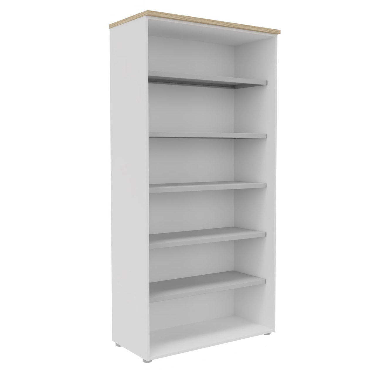 Bibliotheque+haute+sans+porte+L.100+x+P.48+x+H.203+cm+-+Corps+Blanc+-+Top+Chene